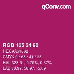 カラーコード: RGB 165 24 98 | qconv.com