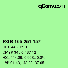Farbcode: RGB 165 251 157 | qconv.com