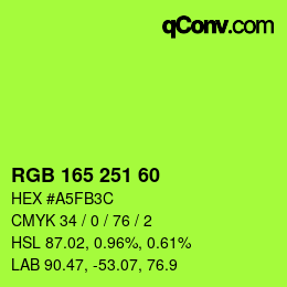 Color code: RGB 165 251 60 | qconv.com