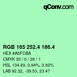 カラーコード: RGB 165 252.4 186.4 | qconv.com