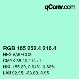 カラーコード: RGB 165 252.4 216.4 | qconv.com