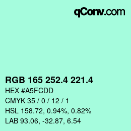 カラーコード: RGB 165 252.4 221.4 | qconv.com