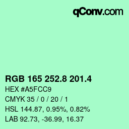 カラーコード: RGB 165 252.8 201.4 | qconv.com