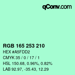 カラーコード: RGB 165 253 210 | qconv.com