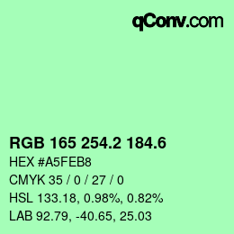 カラーコード: RGB 165 254.2 184.6 | qconv.com
