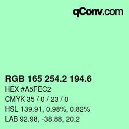 カラーコード: RGB 165 254.2 194.6 | qconv.com