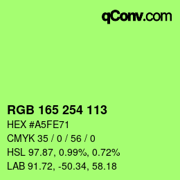 Color code: RGB 165 254 113 | qconv.com