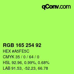 カラーコード: RGB 165 254 92 | qconv.com