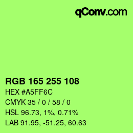 Código de color: RGB 165 255 108 | qconv.com