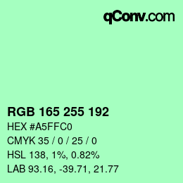 カラーコード: RGB 165 255 192 | qconv.com