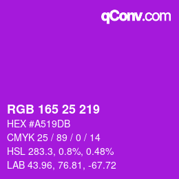Color code: RGB 165 25 219 | qconv.com