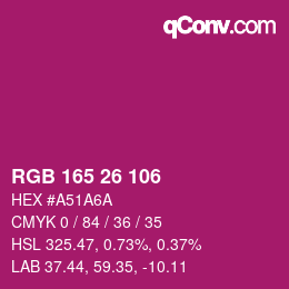 カラーコード: RGB 165 26 106 | qconv.com