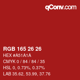 Code couleur: RGB 165 26 26 | qconv.com