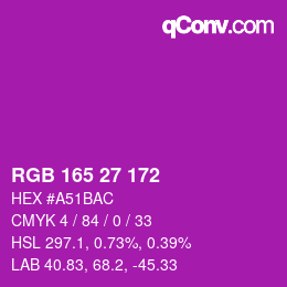 カラーコード: RGB 165 27 172 | qconv.com