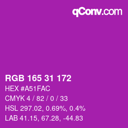 Color code: RGB 165 31 172 | qconv.com