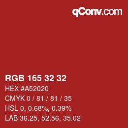 Color code: RGB 165 32 32 | qconv.com