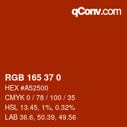 Color code: RGB 165 37 0 | qconv.com