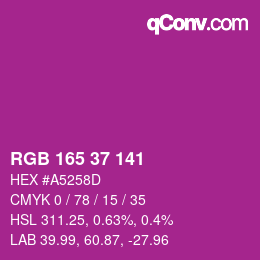 カラーコード: RGB 165 37 141 | qconv.com
