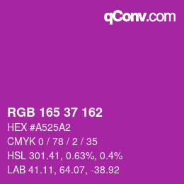 カラーコード: RGB 165 37 162 | qconv.com