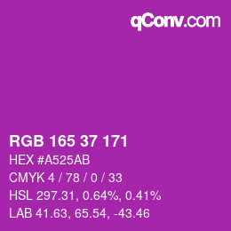 カラーコード: RGB 165 37 171 | qconv.com