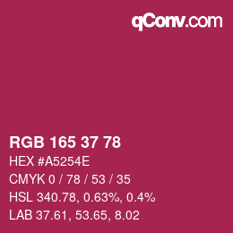 カラーコード: RGB 165 37 78 | qconv.com