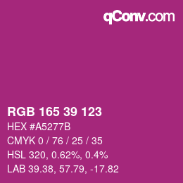 颜色代码: RGB 165 39 123 | qconv.com