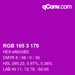 Color code: RGB 165 3 179 | qconv.com
