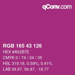 Color code: RGB 165 43 126 | qconv.com