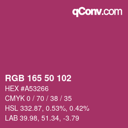 颜色代码: RGB 165 50 102 | qconv.com