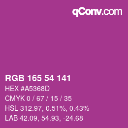 Color code: RGB 165 54 141 | qconv.com
