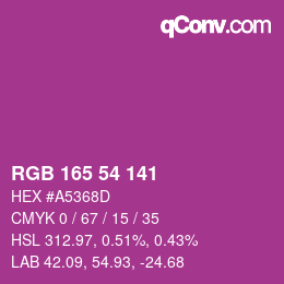 Color code: RGB 165 54 141 | qconv.com