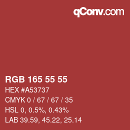 Color code: RGB 165 55 55 | qconv.com