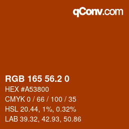 Color code: RGB 165 56.2 0 | qconv.com