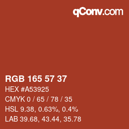 Color code: RGB 165 57 37 | qconv.com