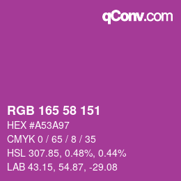 カラーコード: RGB 165 58 151 | qconv.com