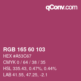 颜色代码: RGB 165 60 103 | qconv.com