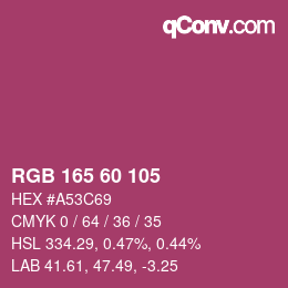 颜色代码: RGB 165 60 105 | qconv.com