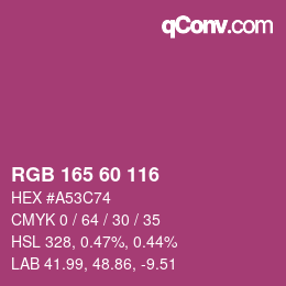 颜色代码: RGB 165 60 116 | qconv.com