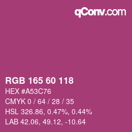 颜色代码: RGB 165 60 118 | qconv.com