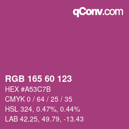 颜色代码: RGB 165 60 123 | qconv.com