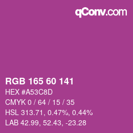 颜色代码: RGB 165 60 141 | qconv.com
