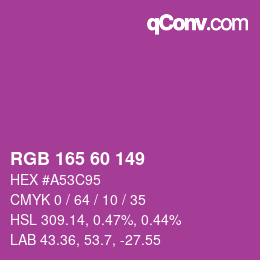 颜色代码: RGB 165 60 149 | qconv.com