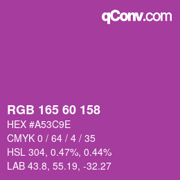 颜色代码: RGB 165 60 158 | qconv.com