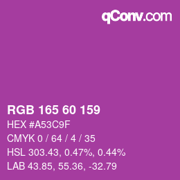 颜色代码: RGB 165 60 159 | qconv.com