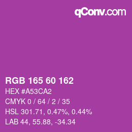 颜色代码: RGB 165 60 162 | qconv.com