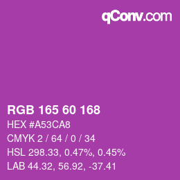カラーコード: RGB 165 60 168 | qconv.com