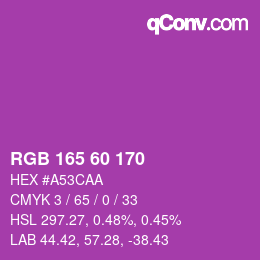 颜色代码: RGB 165 60 170 | qconv.com
