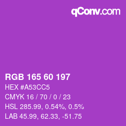 颜色代码: RGB 165 60 197 | qconv.com