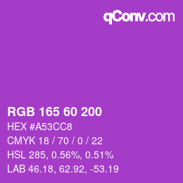 カラーコード: RGB 165 60 200 | qconv.com