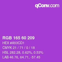 カラーコード: RGB 165 60 209 | qconv.com